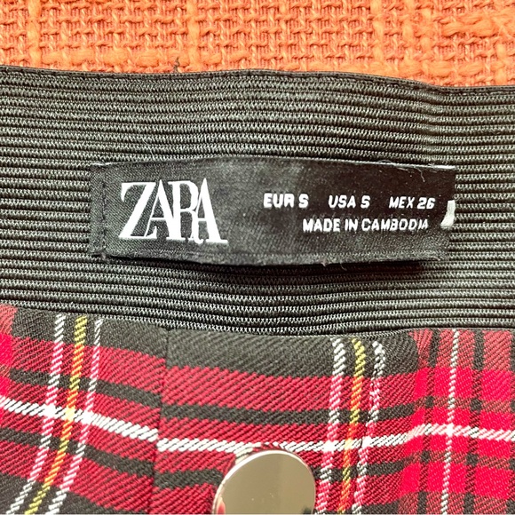 Zara Plaid Skinny Ankle Pants With Zipper Detail Size S EUC - Picture 6 of 10